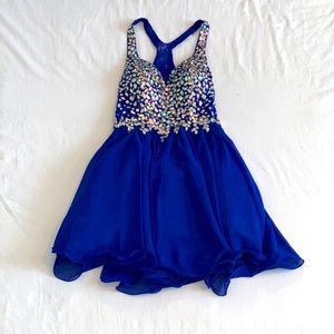 Blue Studded short homecoming/prom dress